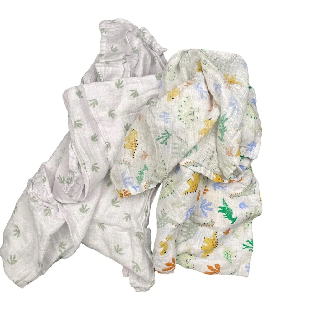 Kyle & Deena New York Muslin Swaddle Blankets Dinosaur Print 2-Pack 36